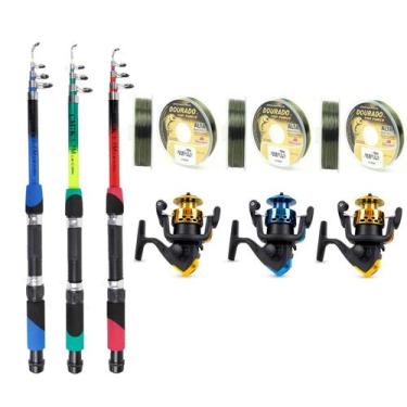 Imagem de Conjunto de Pesca C/ 3 Varas Telescópicas + 3 Molinetes e Linhas (Ref.