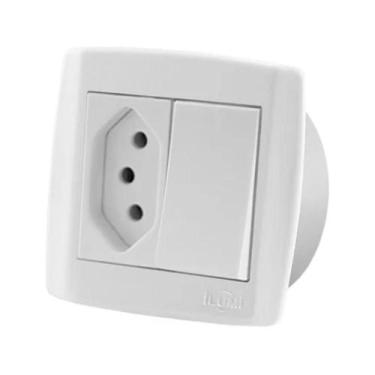 Imagem de Interruptor Simples Tomada 10a Dupla P/ Móveis Ilumi Slim