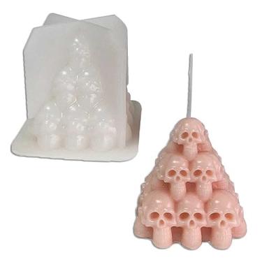Imagem de Tone Fun Moldes de silicone em forma de pirâmide de cabeça de caveira para fazer velas, resina, velas de aromaterapia, sabonete de cera artesanal, decoração de casa, artesanato