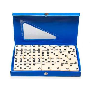 Imagem de Dominó de Plástico com Estojo Jogo Profissional com 28 Peças - HM Come