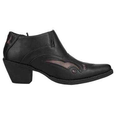 Imagem de ROPER Bota feminina Sarah Tooled-Inlay bico fino salto médio cano médio 5-7,6 cm - preta, Preto, 35