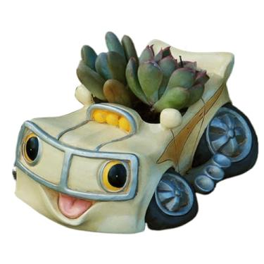 Imagem de Pote de plantas suculentas, vasos de cactos fofos | Resina fofa para vasos de suculentas para exteriores | Pote plantador com design em forma de carro com furo de drenagem para terraço, pátio, mesa de