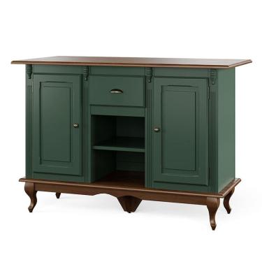 Imagem de Mesa Ilha Para Cozinha Com 2 Portas, 1 Gaveta E Nicho Hannover - M560705 Cor Laca - Verde Musgo