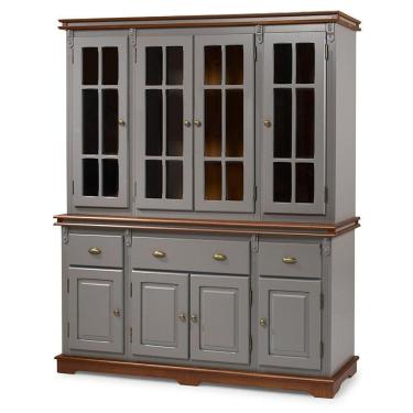 Imagem de Arca Oratório 4 Portas Madeira, 3 Gavetas E 4 Portas Vidro Manchester - M52055 Cor Laca - Cinza