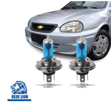Imagem de Kit Lâmpada Super Branca Farol Corsa Classic Hatch Wind H4 - Blue lion