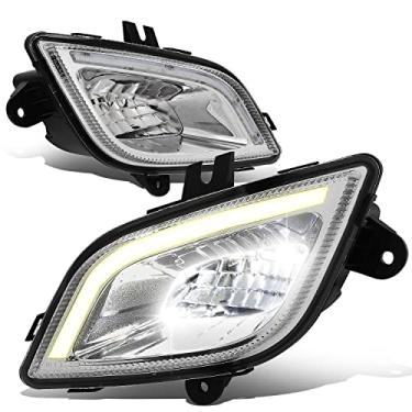 Imagem de DNA MOTORING FL-HAY-011-CH Par de lâmpadas refletoras de LED completo 3D barra de luz de neblina compatível com Freightliner Cascadia 2018-2022, lente transparente cromada