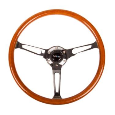 Imagem de NRG Innovations RST-360SL Volante Reforçado (Roda de Grão de Madeira Clássica, 360 mm, centro de 3 raios em cromo)