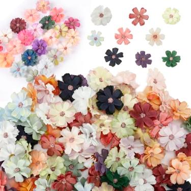 Imagem de Oagsln Cabeças de flores falsas para artesanato, cabeças de 4 cm, tecido pequeno artificial, margarida, peônia, grinalda, acessórios para decoração de festa de casamento, casa (110 peças, coloridas)