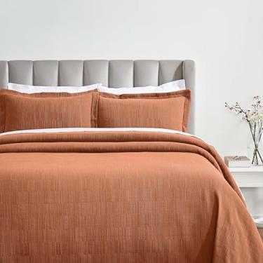 Imagem de Superior Conjunto de colcha de algodão de 3 peças, decoração de casa, colcha de cama decorativa, 2 fronhas, peso médio, colcha de matelasse, itens essenciais de cama, coleção Zenith, California King,