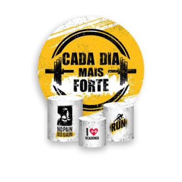Imagem de Painel De Festa Redondo 1,50x1,50 + Trio De Capas Cilindro - Academia 