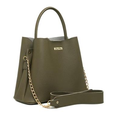 Imagem de Bolsa Feminina Tiracolo Tamanho Médio com 2 alças TALITA - Verde Milit
