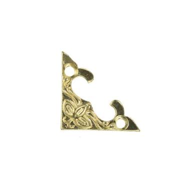 Imagem de Cantoneira Flor de Lotus Média Metal 4 Peças Decoração Caixa Mdf - Met