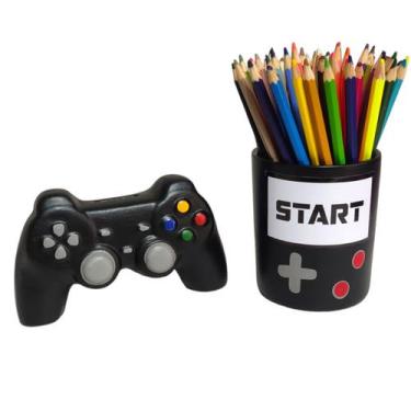 Imagem de Kit 2 Pç Video Game Cofre Controle Pote Porta Lapis - Preto - Decore C