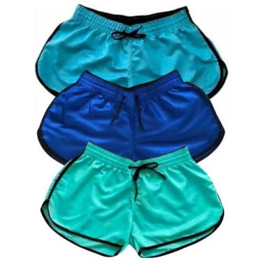 Imagem de Kit 3 Short Tactel Feminino Liso Verão Bermuda Moda Praia - Relaxado, 