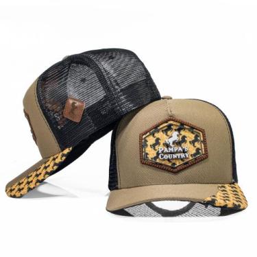 Imagem de Boné Trucker Telinha Ajustavél Pampas Country Detalhe Na Aba, Palha