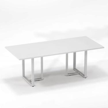 Imagem de Mesa de Reunião Retangular Tubular P25 Pandin 2,6 M Branco