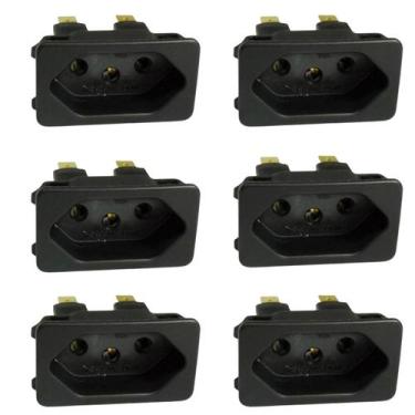 Imagem de Modulo Tomada 10a Amperes Embutir Fêmea 3 Pinos 6 Unidades - MARELAGO