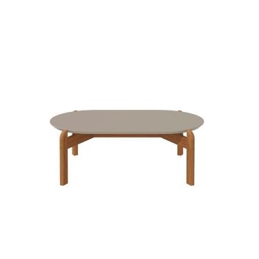 Imagem de Mesa De Centro Sala Lizz Oblonga Com Pés De Madeira Maciça Off White cedro