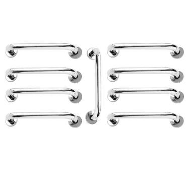 Imagem de Alça de Apoio Inox 30cm Kit 9 Unidades Barra de Segurança Idoso Cadeirante Banheiro Box Corrimao Suporte Acessibilidade