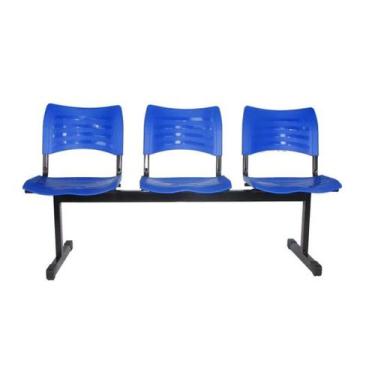 Imagem de Cadeira Longarina Iso Turim 3 Lugares Azul - PopMov