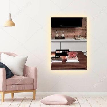 Imagem de Espelho lapidado bisotê Iluminado com LED quente - 40x60cm - Woodglass