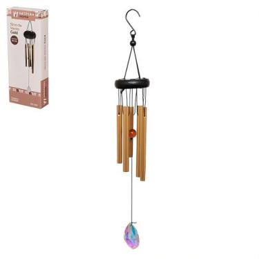 Imagem de Sino de vento gold com cristal 42cm - WESTERN