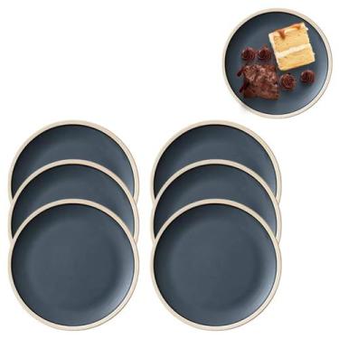 Imagem de Jogo 6 Pratos Preto em Melamina Oriental 21,5cm Luxo - Wolf