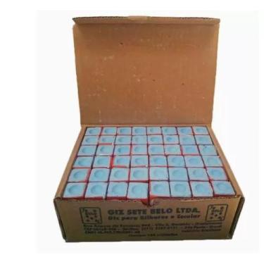 Imagem de Giz Azul Sinuca Bilhar 7 Belo Comum Caixa Com 144 - Giz Sete Belo