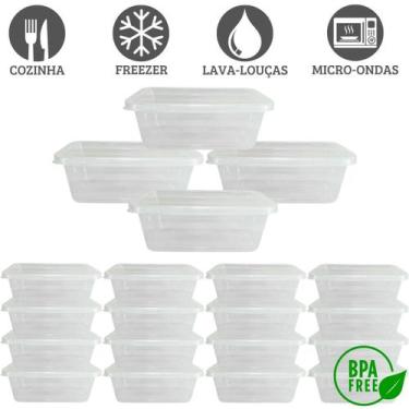 Imagem de Kit 24 Pote Gourmet Vasilha Retangular 1500 ml Polipropileno Marmita R