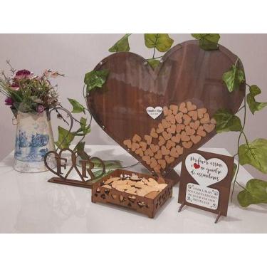 Imagem de Quadro Assinaturas 15 Anos Para 150 Corações Em Mdf Rustico - sonhos e