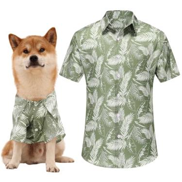Imagem de Kercynar Camisa de cachorro, camiseta havaiana estilo cão floral legal roupas havaianas para proprietários de cães pequenos e camisetas para animais de estimação são vendidas separadamente