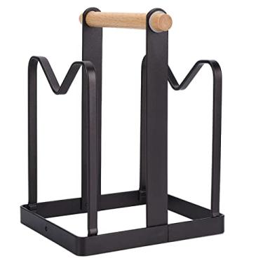 Imagem de Suporte para Tábua de Corte, Prateleira de Cozinha Multifuncional Com Alça de Madeira, Fundo Forte, Cor café, Boa Ventilação, Comporta Placa de 4 Cm e Tampa de Panela para Secar,