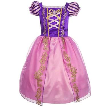 Imagem de Acecharming Vestido de princesa Rapunzel para meninas, fantasia emaranhada, fantasia chique para aniversário, cosplay, presentes de festa, rosa, 2-3 Anos
