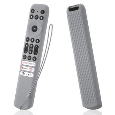 Imagem de AKSHFETH Capa de silicone para controle remoto TCL RC813 FMB1/RC923 FMB3 Smart TV Capa protetora de silicone para controle remoto TCL RC813 com cordão (cinza)