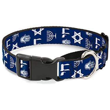Imagem de Buckle-Down MGC-W31015-WS Coleira para cães Jewish Symbols-4 azul/branca Martingale, pequena
