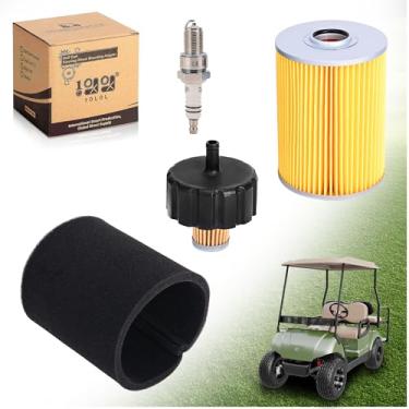 Imagem de 10L0L Golf Cart Kit de ajuste para Yamaha G1 2 ciclos e G14 gás de 4 ciclos com 1 × filtro de ar, 1 × esponja de filtro de ar, 1 × filtro de combustível e 1 × vela de ignição OEM # J10-14417-00