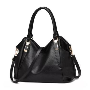 Imagem de Bolsa Feminina Grande Preto Tiracolo Blogueira Casual Trabalho - Rioho