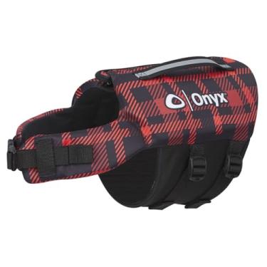 Imagem de ONYX Colete salva-vidas para cães de neoprene, xadrez vermelho, pequeno