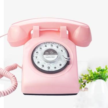 Imagem de TelPal Telefone de mesa retrô com fio de linha única clássico vintage mostrador rotativo telefone fixo mãos livres para casa/escritório/hotel, telefones antigos para presentes de idosos