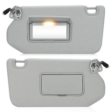 Imagem de Hurotoms Viseira solar lateral do motorista e do passageiro direito com luz para Nissan Pathfinder 2013-2018 / Infiniti QX60 / 2013 Infiniti JX35 2013, substituição 96401-9PB0A, 96400-9PB0A (cinza), 1 par