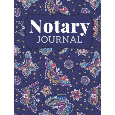 Imagem de Hardcover Notary Journal: 8.5x11 Large Notarial Logbook / With 200 Numbered Pages - Two Records Logs Per Page / 400 Records / Pink Blue Purple ... Pattern / Ledger Book Gift For Signing Agents