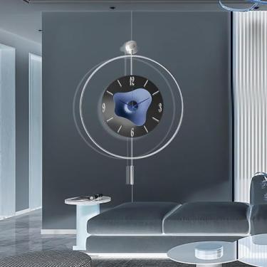 Imagem de Relógio de parede para decoração de sala de estar, relógios de parede decorativos com pêndulo para quarto, cozinha, escritório, casa, relógio de parede moderno grande operado por bateria, relógio