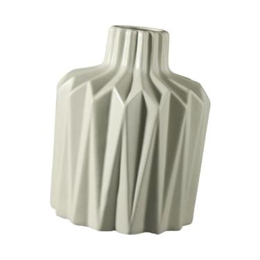 Imagem de Bothyi Geométrico vaso de cerâmica pote desktop ornamento mesa decoração prateleira para prateleiras de parede, Size L Light Grey