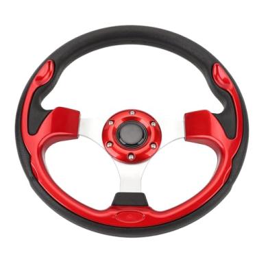 Imagem de Volante de Corrida de Carro Universal, Volante Esportivo de Carro de Couro e Alumínio de 13 Polegadas e 6 Parafusos,Volante de 3 Raios para a Maioria Dos Veículos/carros de