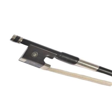 Imagem de Arco de violino tamanho 4/4 3/4 1/2 1/4 fibra de carbono natural crina ébano jogador iniciante Arco violino prático(4/4)