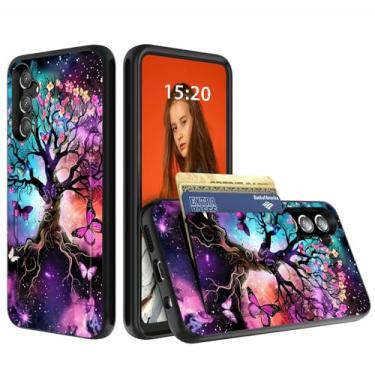 Imagem de Dikoer Capa carteira para Samsung Galaxy A35 5G de 6,6 polegadas [loja com 3 cartões], compartimento para cartão de crédito resistente, compartimento para identidade, policarbonato rígido, proteção de