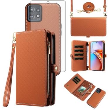 Imagem de Asuwish Capa de celular para Motorola Edge+ Plus 2023/Edge 40 Pro 5G/Moto X40 Carteira com zíper destacável com protetor de tela de vidro temperado alça transversal flip porta-cartões X + mulheres