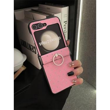 Imagem de Capa de cor sólida com anel de perfuração com glitter para Galaxy Z Flip 5 Z Flip5 Flip5 Zflip6, 4, para Samsung Galaxy Z Flip 5