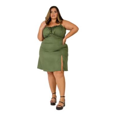 Imagem de Vestido Feminino Curto Fenda Lateral Alça Plus Size Casual - Thania Mo