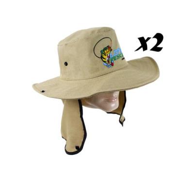 Imagem de Kit 2 Chapéus Com Protetor De Nuca LIFE PESCA - Várias Cores, Caqui